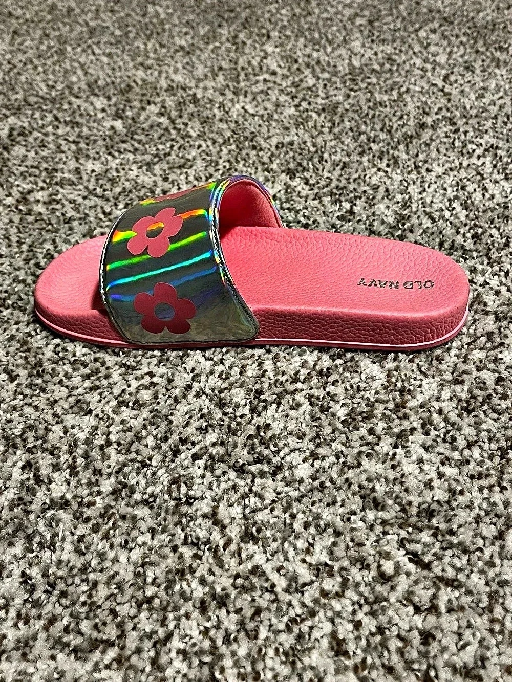 Old Navy Girls Floral Slide Sandals Pin US 1-2 Like New